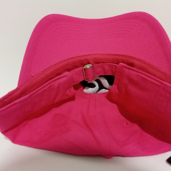 Om Aum Ohm Yoga Namaste Symbol 3D Embroidered Ball Cap Dad Hat Pink & White Hat - Picture 6 of 7